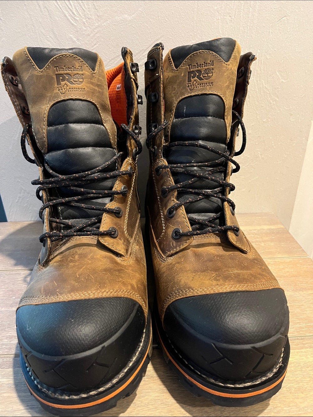 Timberland PRO Brown Leather Work Boots with Black Toe Caps